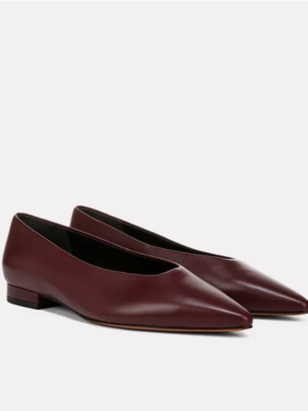 Vince Isabel Pointed Leather Flats in Burgundy